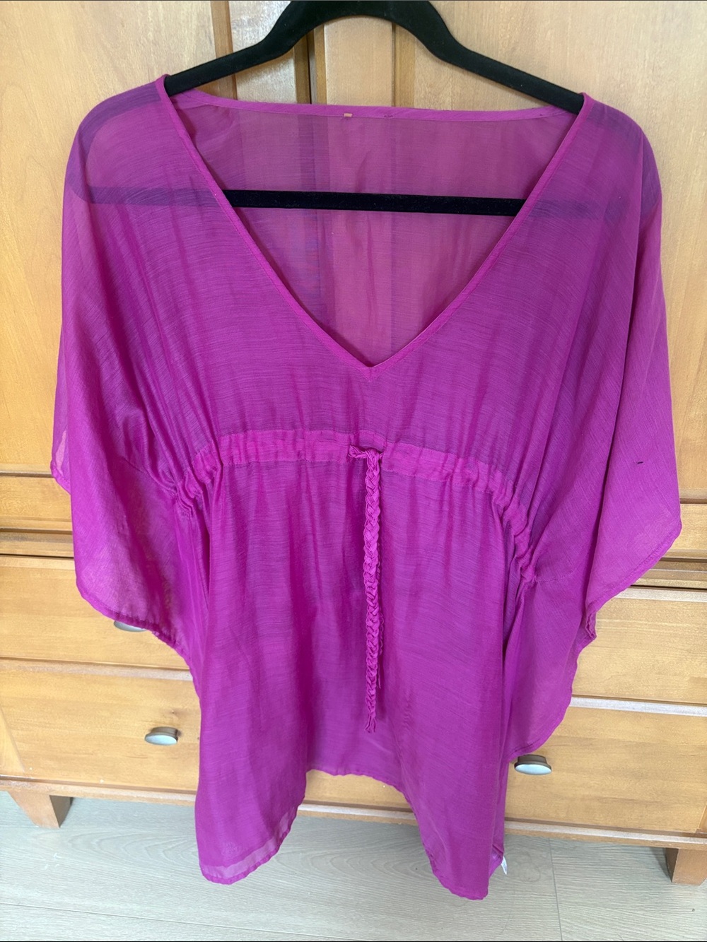 Echo Sheer Magenta V-Neck Swim Coverup Tunic